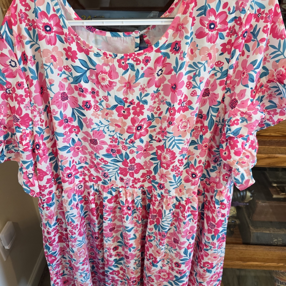 Floral Pink and Blue Dress